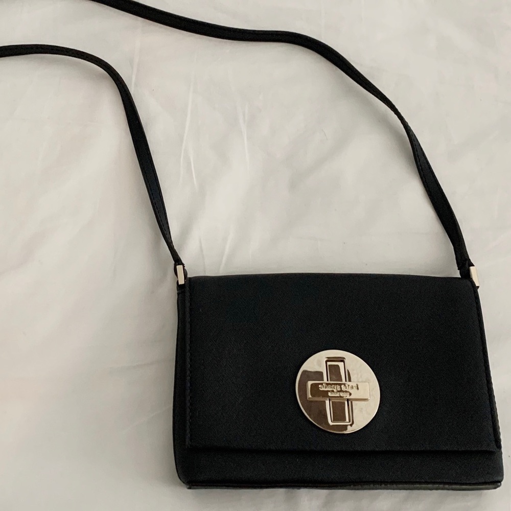 Kate Spade black leather crossbody purse